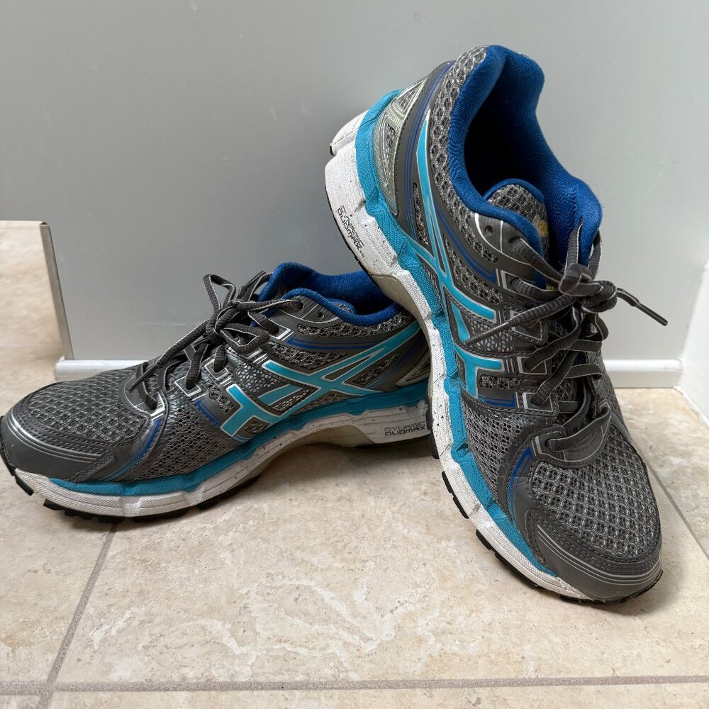 Womens Asics Gel-Kayano 19 Stability Running Shoes, Size 9.5, Blue & Grey